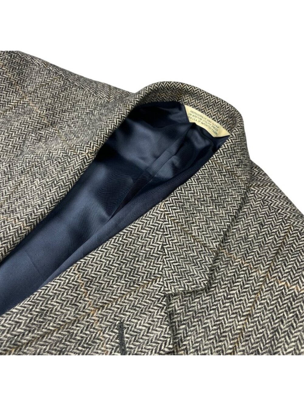 Evan Picone Men's Cashmere 2-Button Blazer Black/Beige Herringbone • USA • 44R